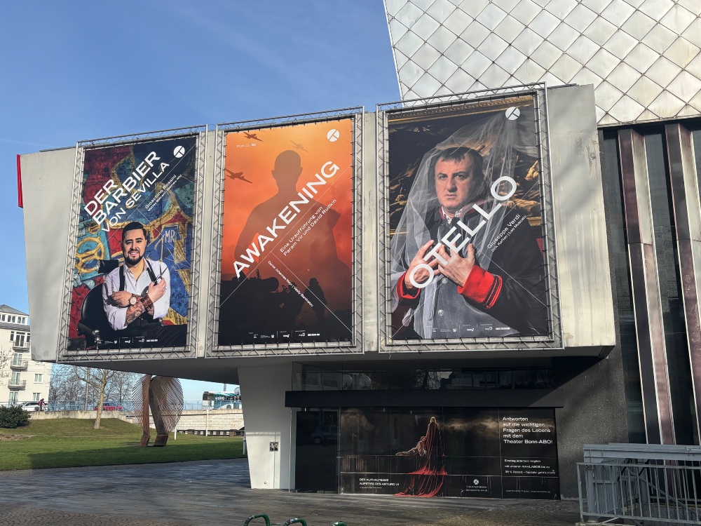 Param Vir Awakening banner outside Theater Bonn